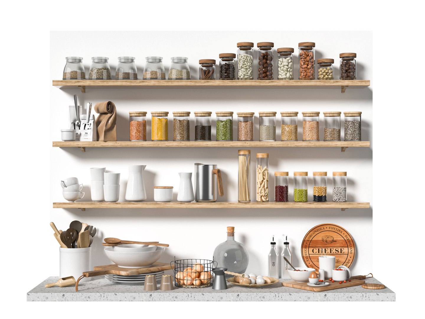 Shelves With Kitchenware 3D Model Model - TurboSquid 1784811