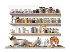 Shelves With Kitchenware 3D model model