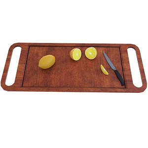 Lemon on cutting board 3D model