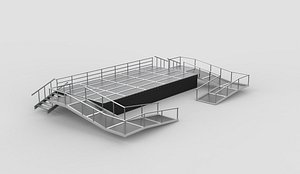 Portable stage with ramps 3D model