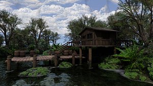 scene mossy plants 3D model