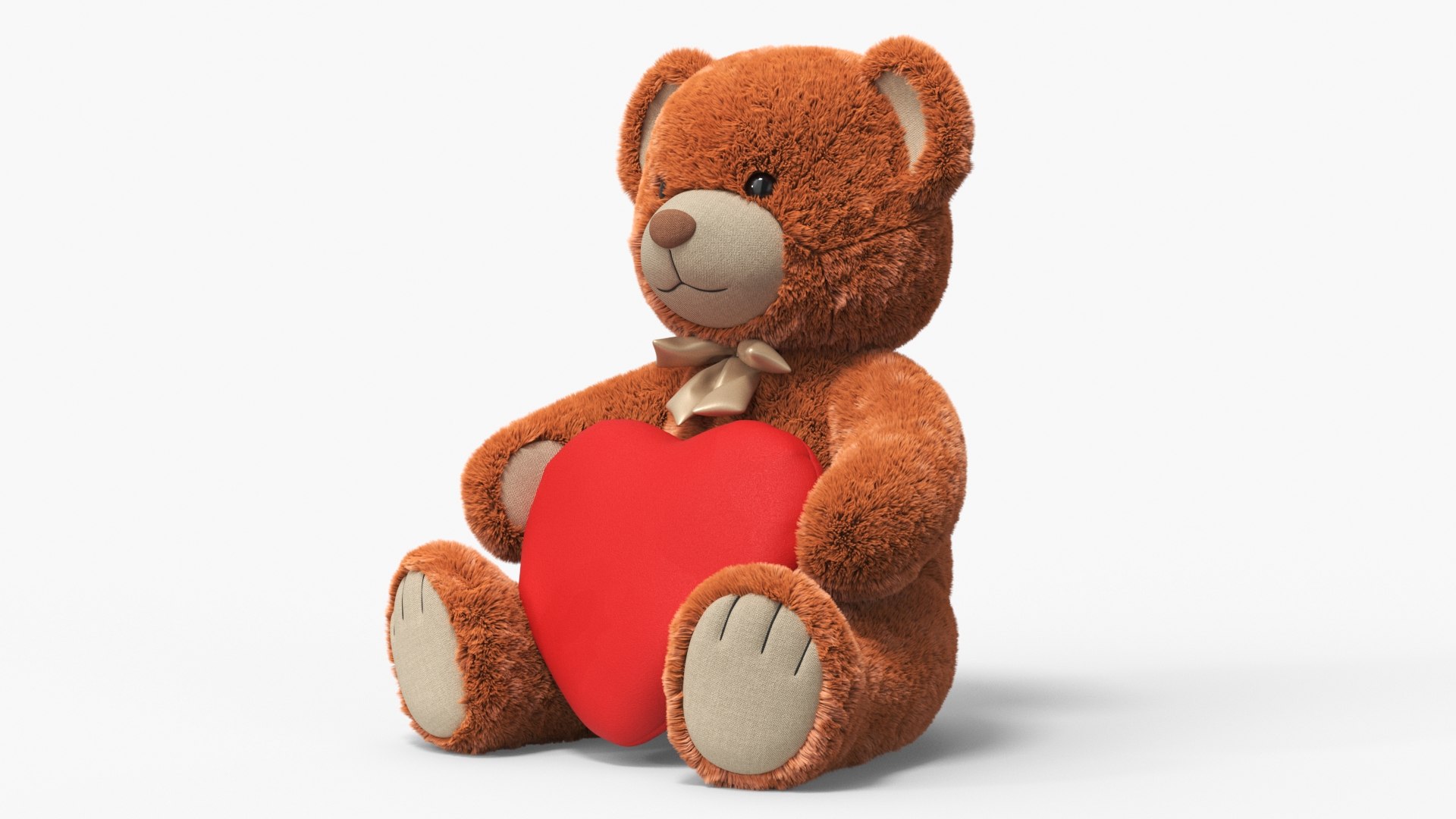 Teddy Bear Brown Holding Heart Fur 3D model preview