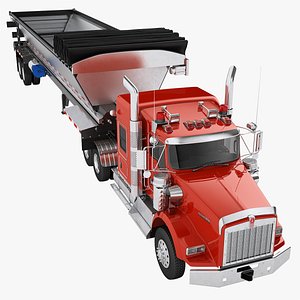 3D Kenworth T800 2024 Live Bottom Trailer 01