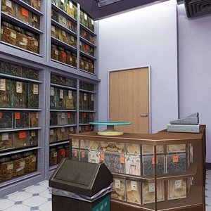 traditional chinese medicine store 3D model