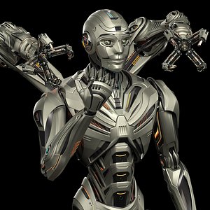 Robot Humanoid B2 - Rigged and Animated 3D model