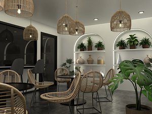 Coffe shop interior aishetic 3D model