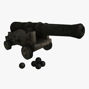 24 naval cannon 3d model