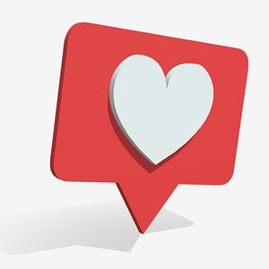 3D Heart Like Comment Bubble Icon