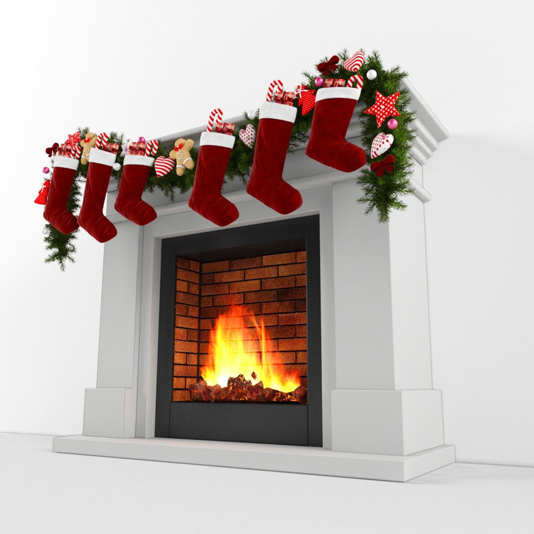 3D Model Christmas Fireplace - TurboSquid 1223345