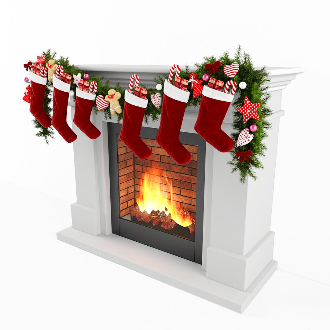 3D Model Christmas Fireplace - TurboSquid 1223345