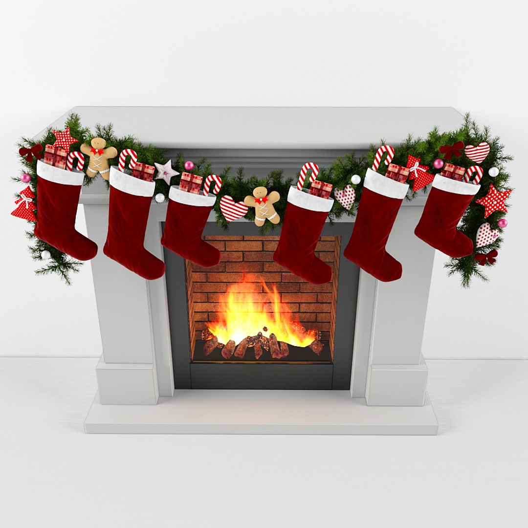 3d Model Christmas Fireplace - Turbosquid 1223345