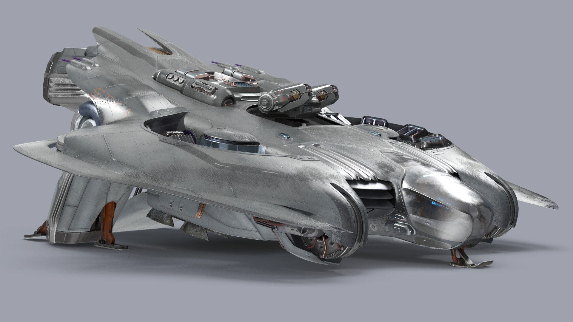 Futuristic Sci Fi Dropship Rigged 3D model preview