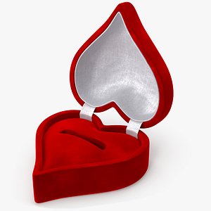 Heart Shaped Empty Ring Box V02 Red