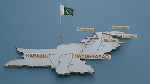 Pakistan detailed Map with Animated Flag