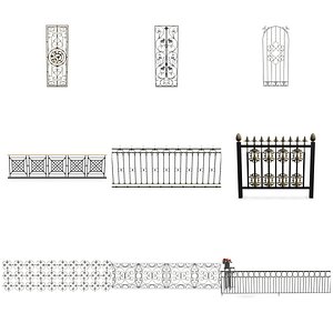 3D Iron Railing 3D Models 10 Vintage Patterns SKP FBX OBJ STL model