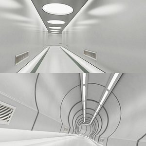 3D sci-fi futuristic corridor