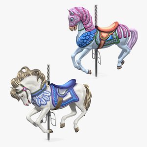 3D carousel horses