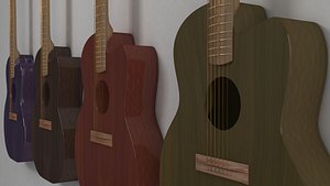 free color acoustic guitar 3d model