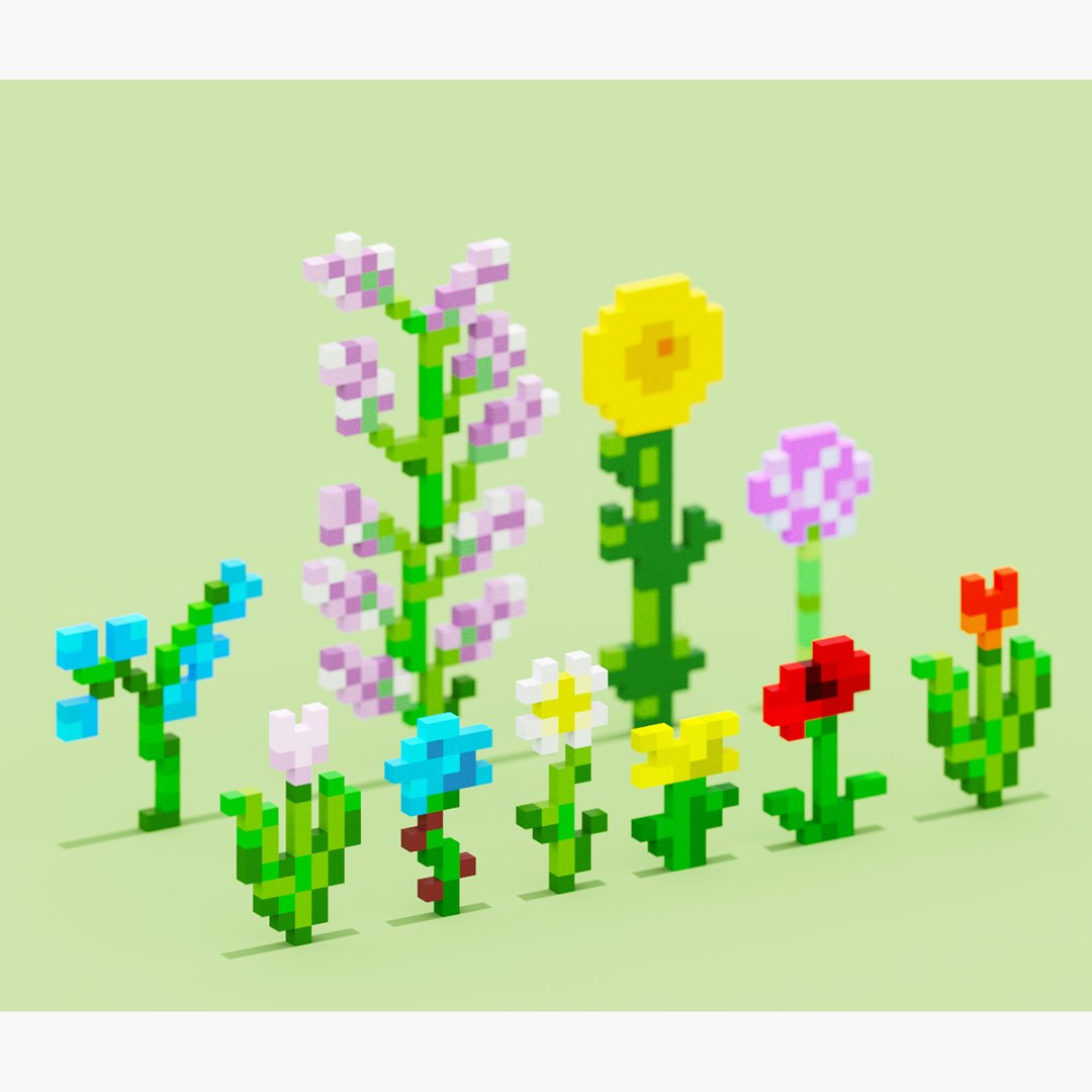 3D Minecraft Flowers 3D Model Model TurboSquid 1952314