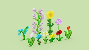 Minecraft Flowers 3D Model