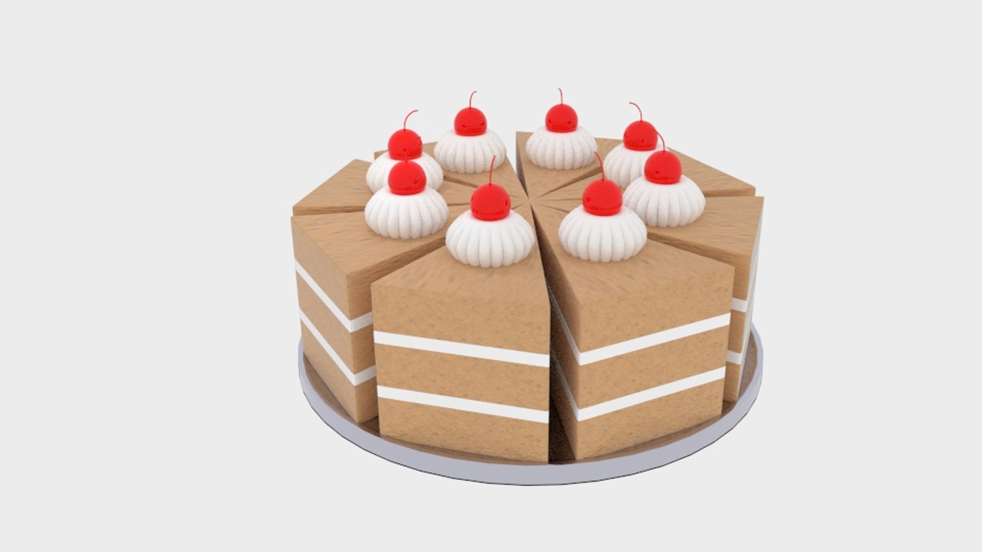 3D Model Cherry Chocolate Cake Big - TurboSquid 1370285