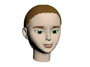 Cartoon Style Female Head Model, Unrigged