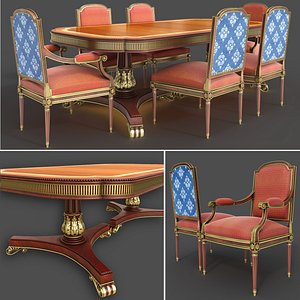 3D Balcaen table and chair set model