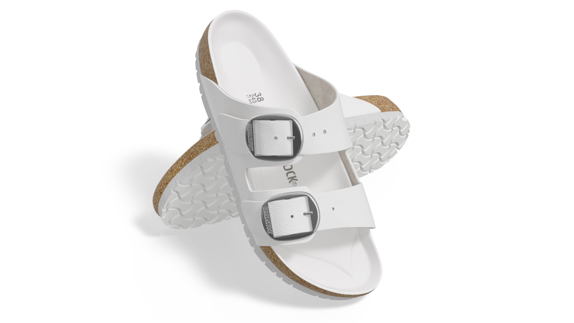 Woman Soft Footbed Sandals White 3D model preview