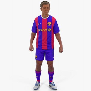 3D soccer football player barcelona model