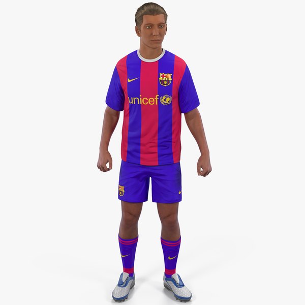 3D soccer football player barcelona model