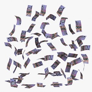 3D Australia 5 Dollar Falling Notes Flow model
