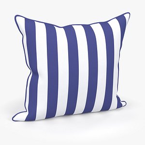 3D Blue  White Striped Pillow model