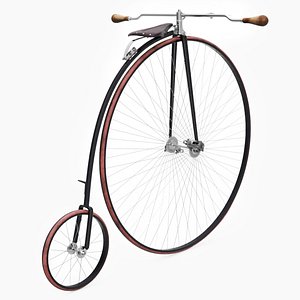 3D Antique High Wheeler Rigged for Maya model