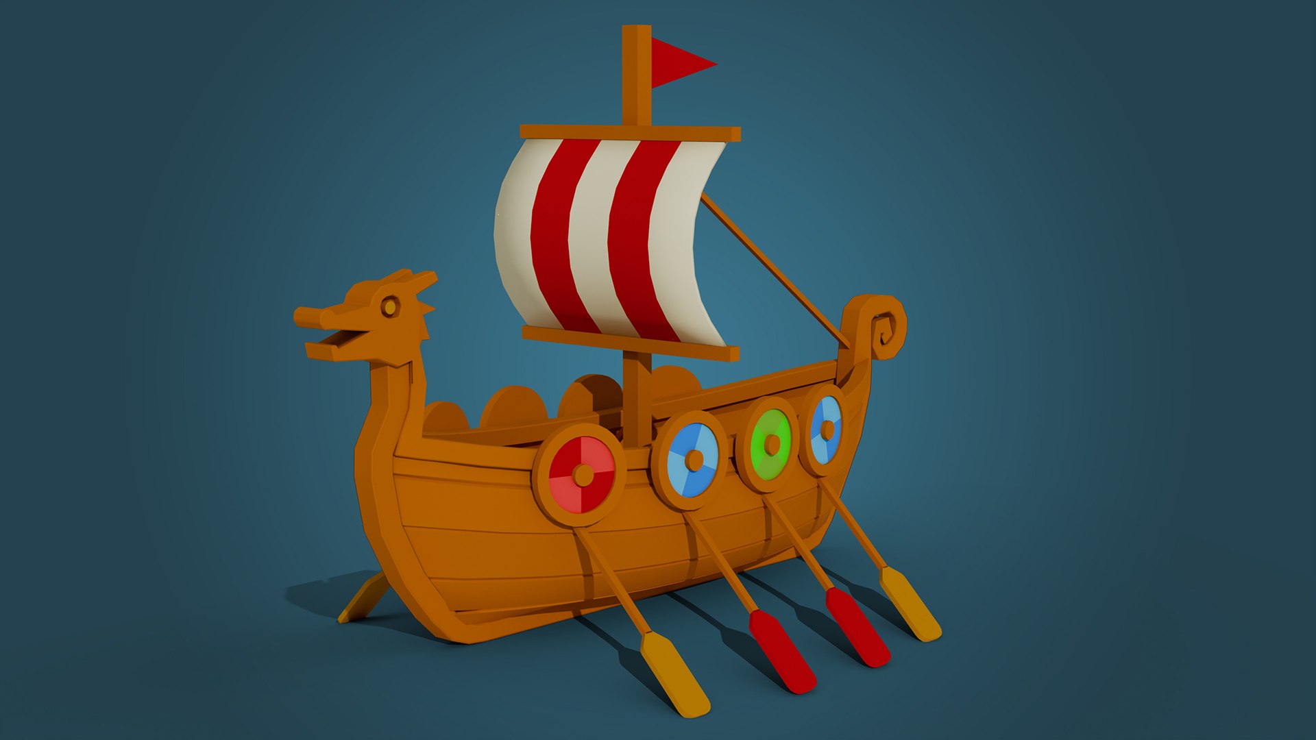 3D Low Poly Viking Longship Game Ready Stylized 3D Model Model ...