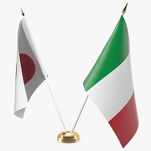 table flags italy japan 3D model