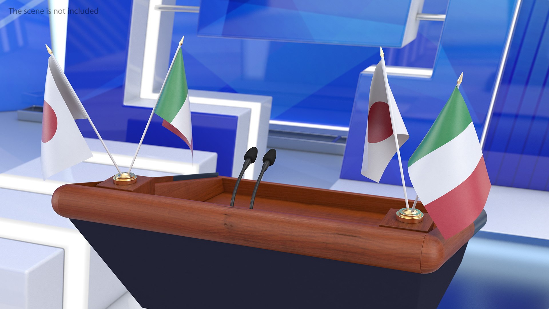 Table Flags Italy and Japan 3D model preview