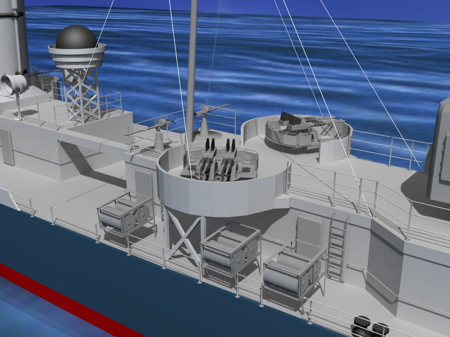 3d Anti-aircraft Destroyers Class Gleaves Model