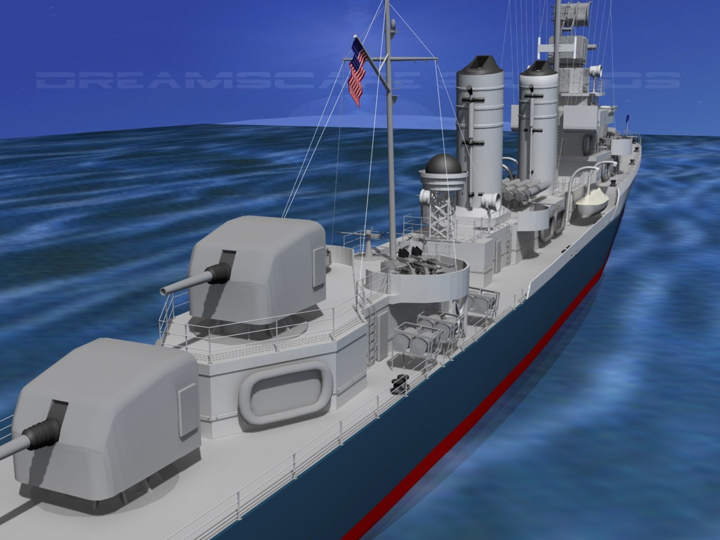 3d Anti-aircraft Destroyers Class Gleaves Model