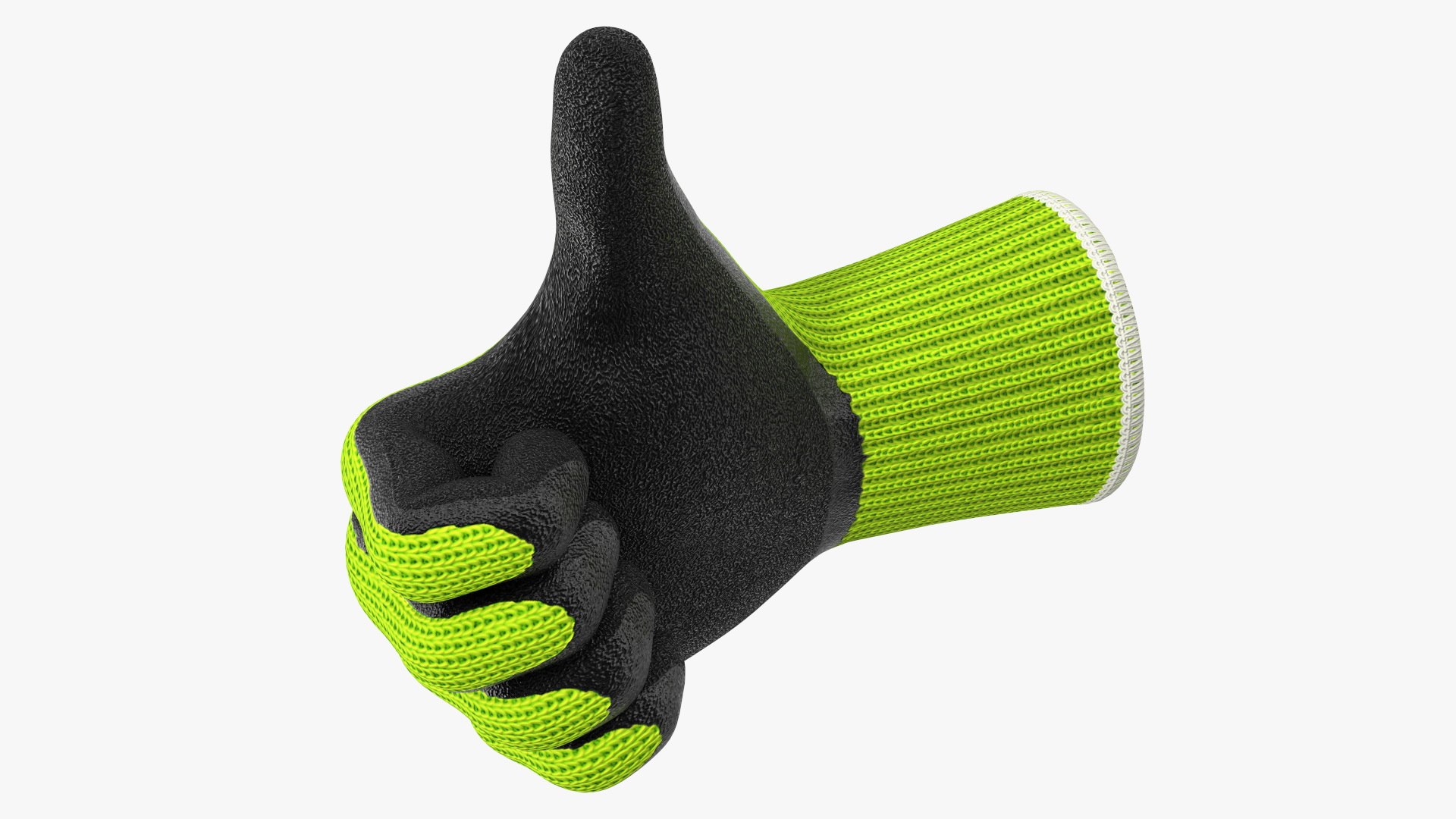 Safety Work Gloves Thumbs Up Green 3D model preview