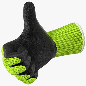 Safety Work Gloves Thumbs Up Green 3D