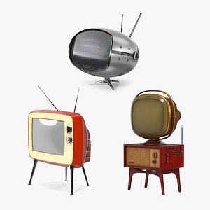 Vintage Television with Stand Collection 3D model