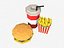 Комбинированный пищевой картофель и газировка Low-Poly Burger Low-poly