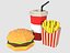 Комбинированный пищевой картофель и газировка Low-Poly Burger Low-poly