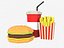 Комбинированный пищевой картофель и газировка Low-Poly Burger Low-poly