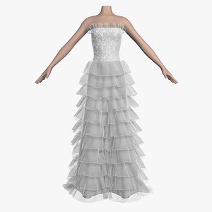 3d wedding dress 008 female shoes model