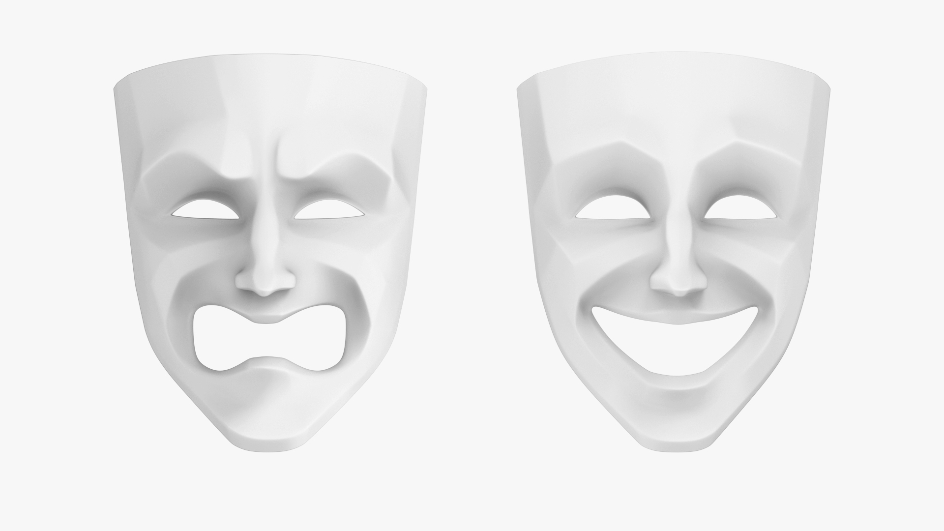 Comedy and Tragedy Theater Mask Set Costume Halloween 3D model 3D printable