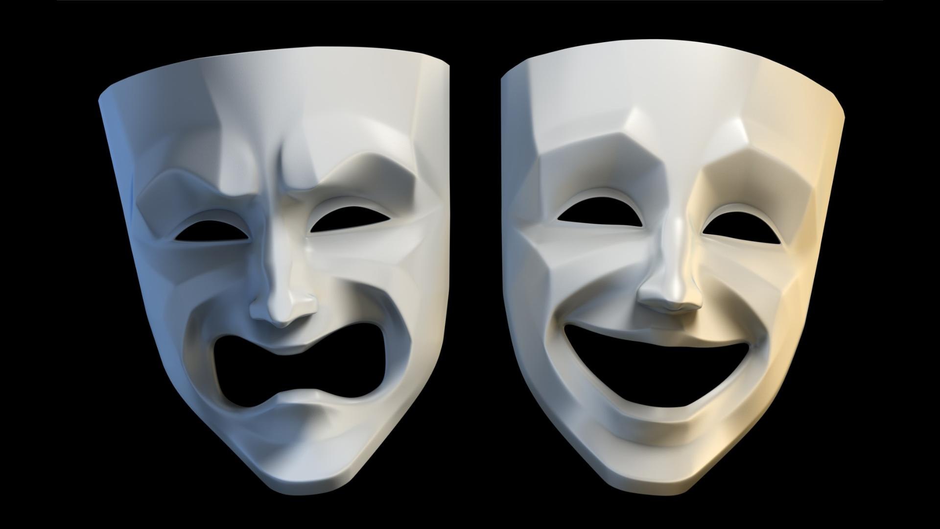 Tragedy Comedy Theater Masks 3d Model