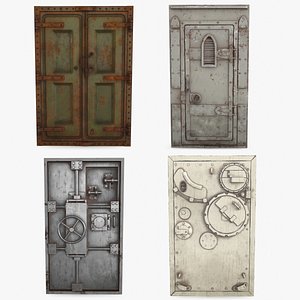 3D Rusted Metal Bunker Door Collection