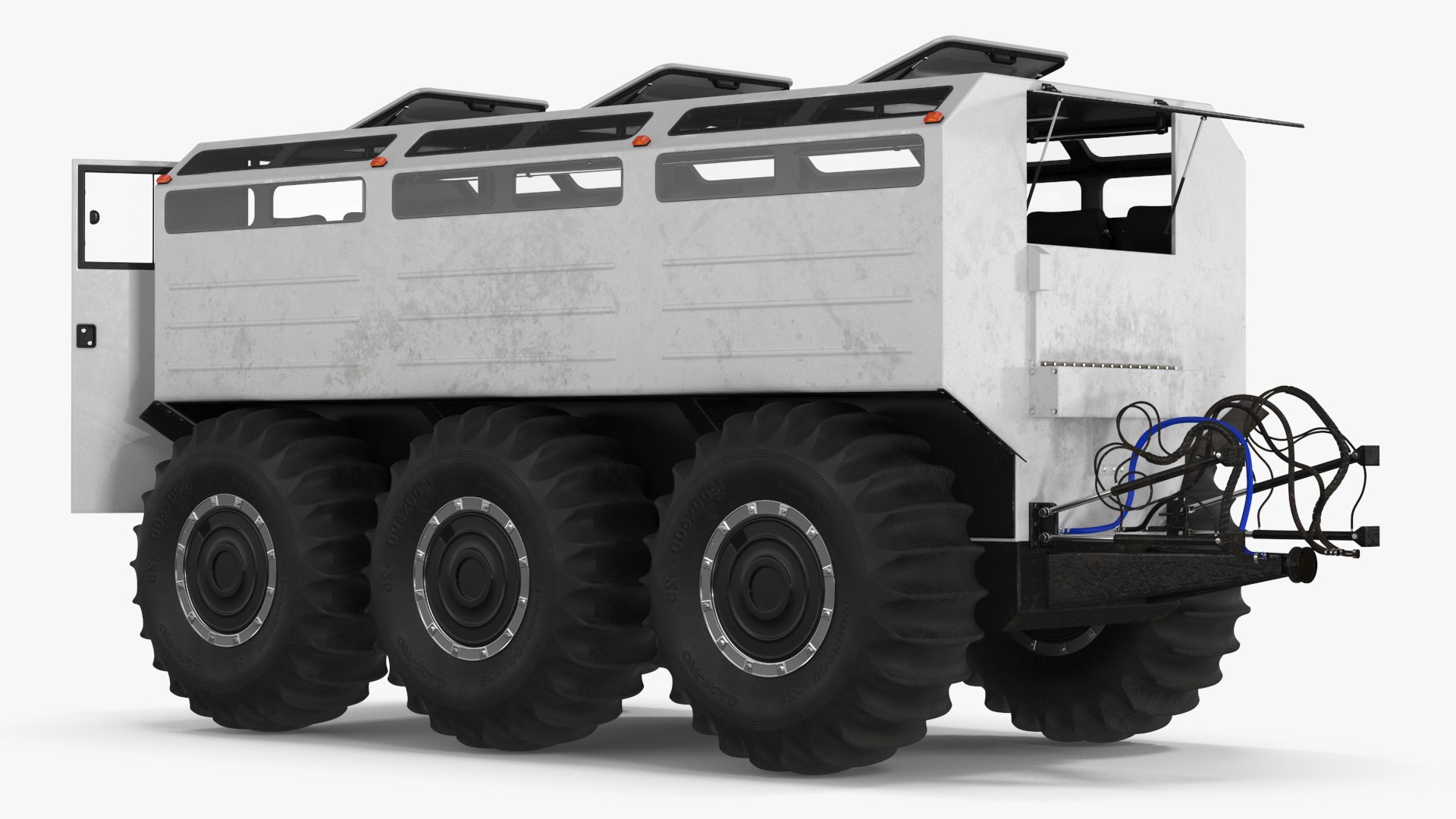 All-Terrain Trailer Light Gray Rigged 3D model preview