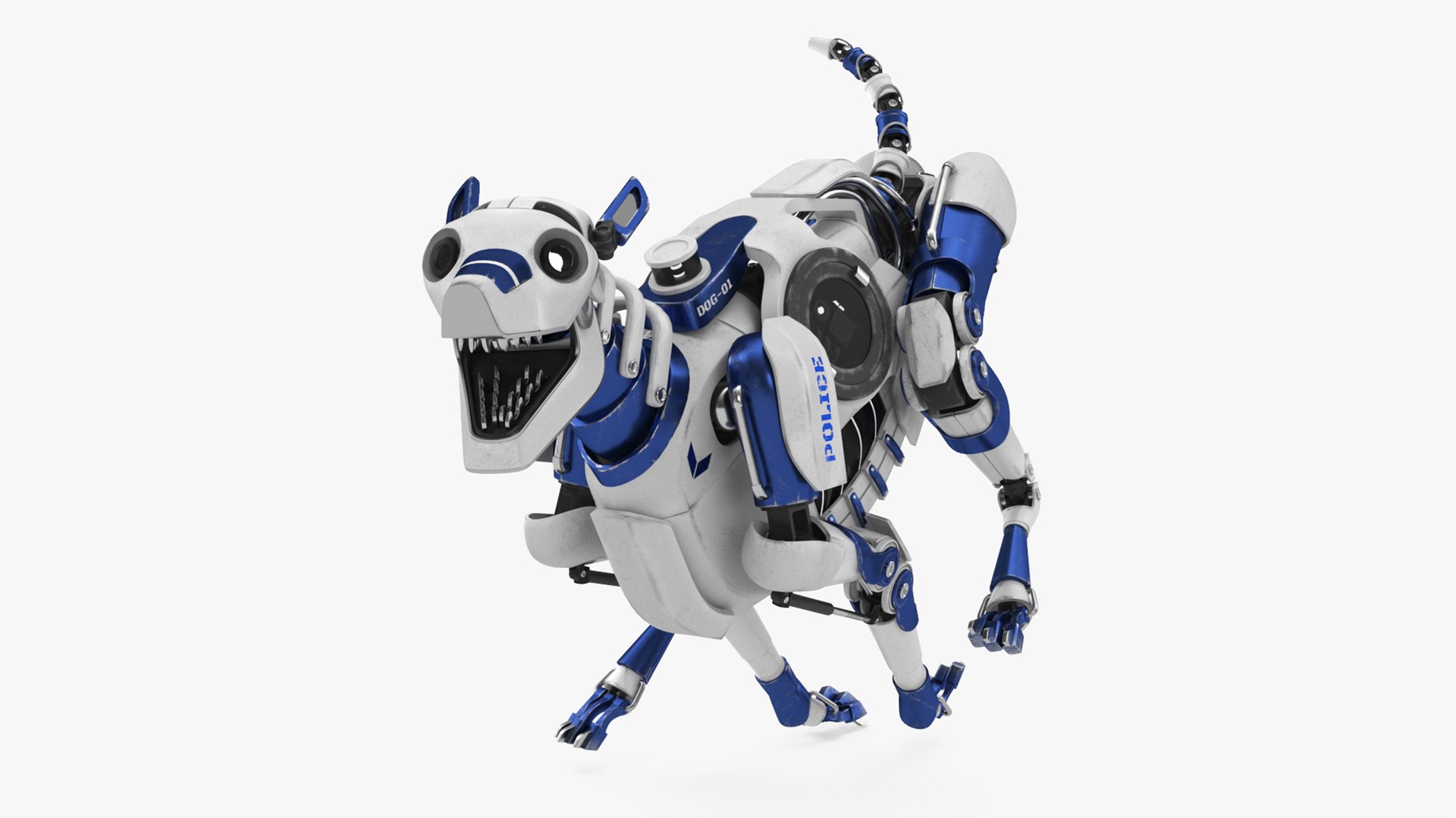 Running Futuristic Police Robot Dog 3D model preview